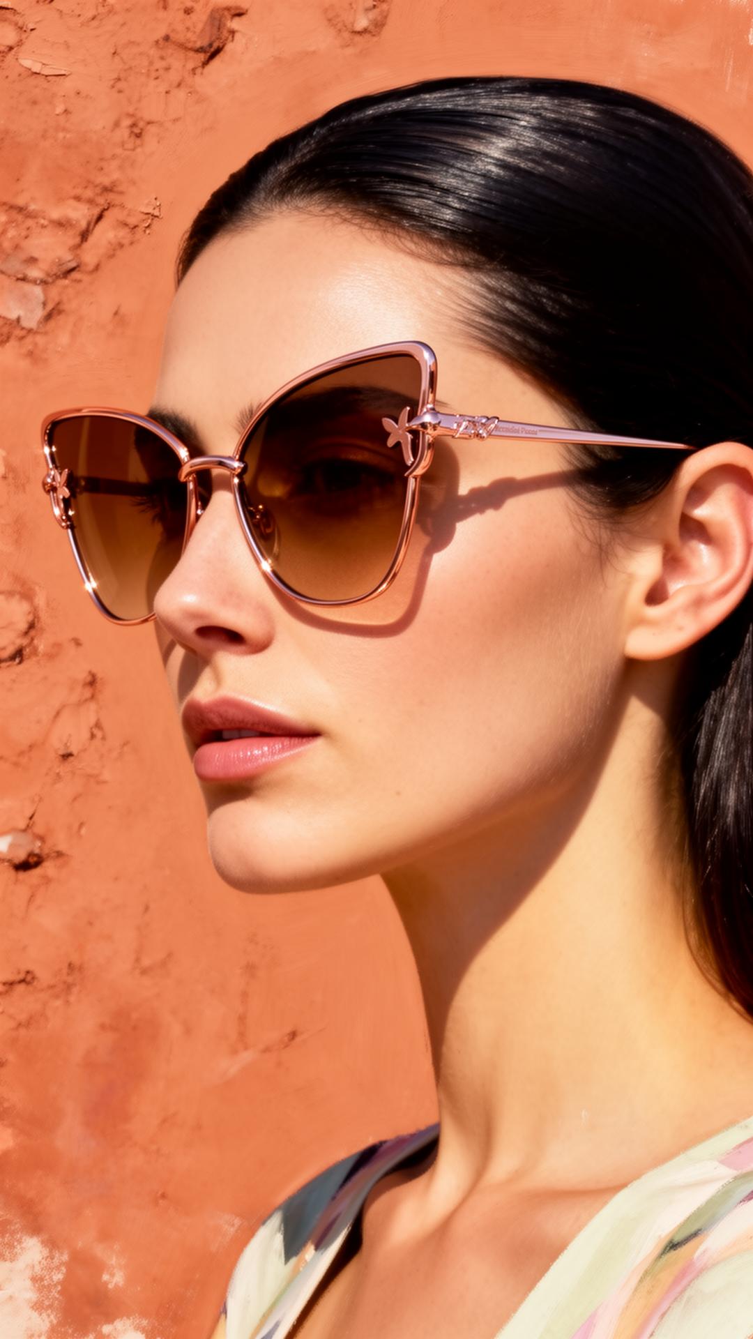 Emilio Pucci butterfly-shape sunglasses in editorial light.